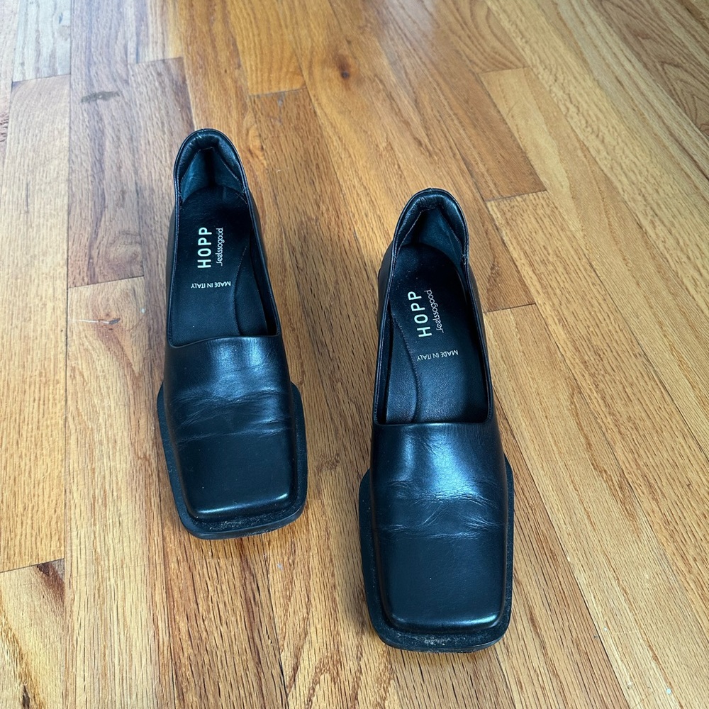 Vintage square toe block heel